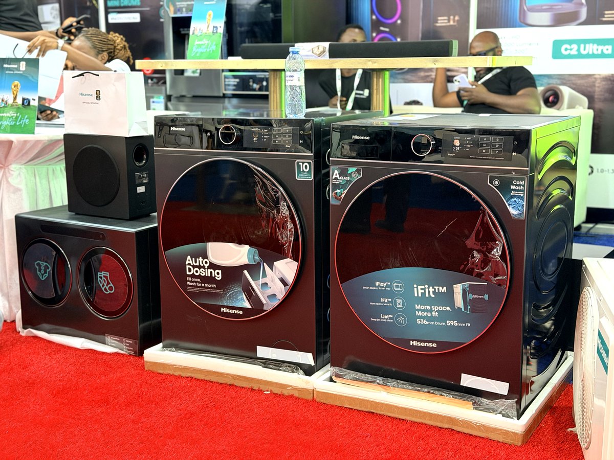 gad_rogers's tweet photo. Last day at #HisenseBUILDCON26 and the Smart AI Washing Machines are a must-see.

Perfect for homes & apartments — AI Super Wash detects your load, picks the ideal cycle, saves water & energy, and delivers cleaner clothes with less effort.

Smarter, quieter, and built for modern living.

Catch them at Booth B35, Multi-Purpose Hall before the expo ends!

#HisenseUganda #UgandaBuildcon