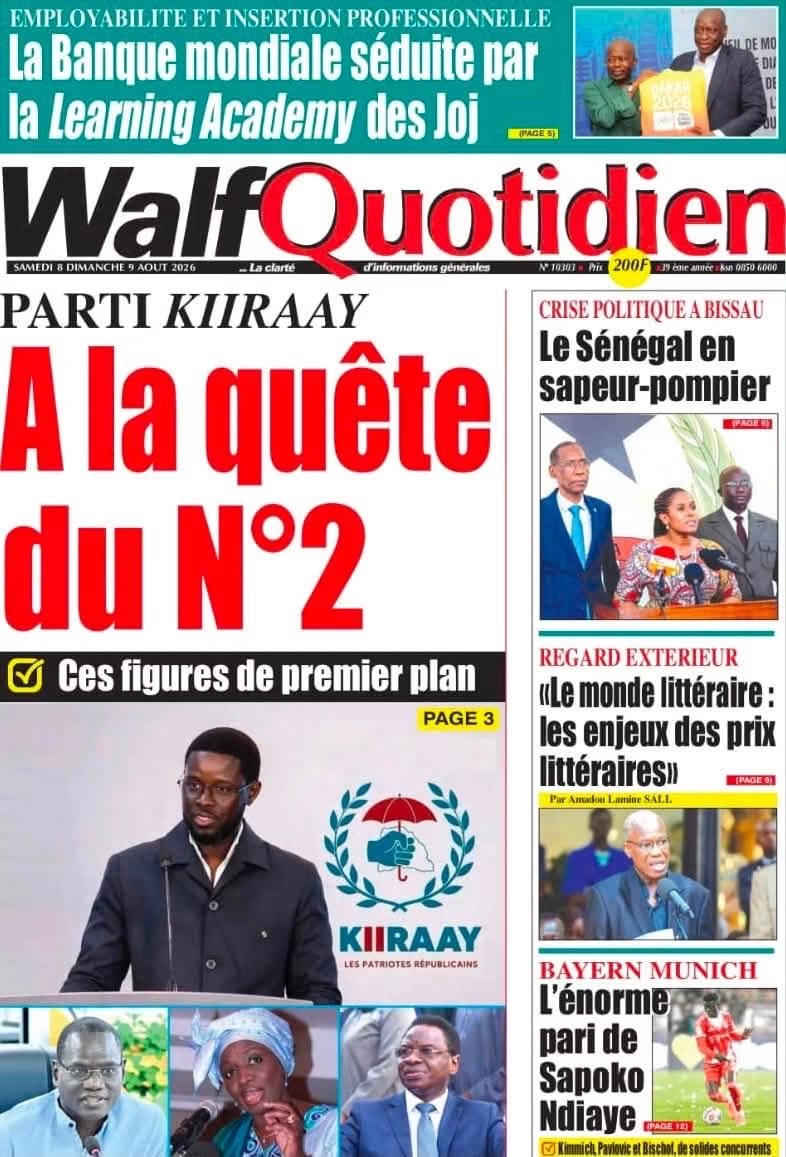 Mo_Njaay's tweet photo. #RevueDePresseSn du Samedi 8 Août 2026. Agréable week-end à toutes et à tous. #Senegal,#LeSoleilSn,#SudQuotidien,#WalfQuotidien,#EnquêteSn https://t.co/cGFuRFiIow