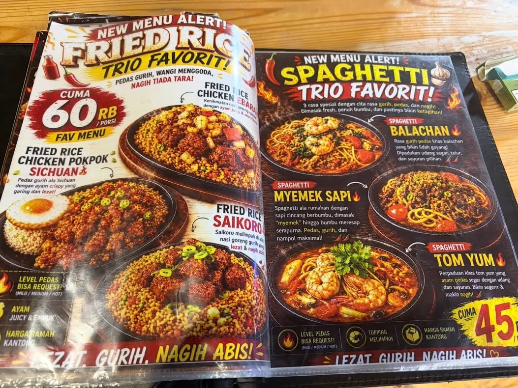 txtdrkuliner's tweet photo. Apa yang lebih parah dari foto menu AI?

BUKU MENU AI🥲 https://t.co/okzBo5unqr