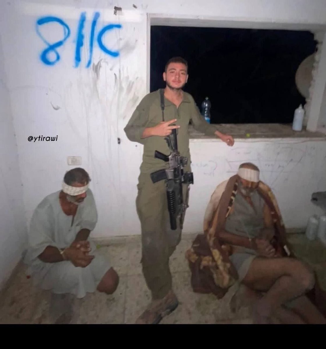 Angelsback8's tweet photo. Photo of Palestinian elderly men, Nadi and Ali, residents of northern Gaza, taken hours before they were executed by Israeli army forces in Beit Hanoun in November 2024. They were used as human shields before being executed. https://t.co/Vo2eiowViT