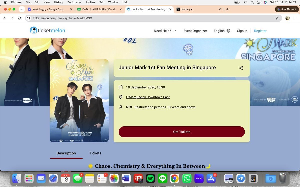 JamesSmithea7's tweet photo. #WTS
Junior Mark 1st Fan Meeting in Singapore! 
📅: 19 Sep (Saturday) 4.30pm SGT

• 2 tickets VIP

seated together
Foreigners ok to buy
DM📥
#JuniorMark1stFMSingapore
#GMMTV #FREEPLAYSG #JuniorMark https://t.co/Ta4tQD0a2p