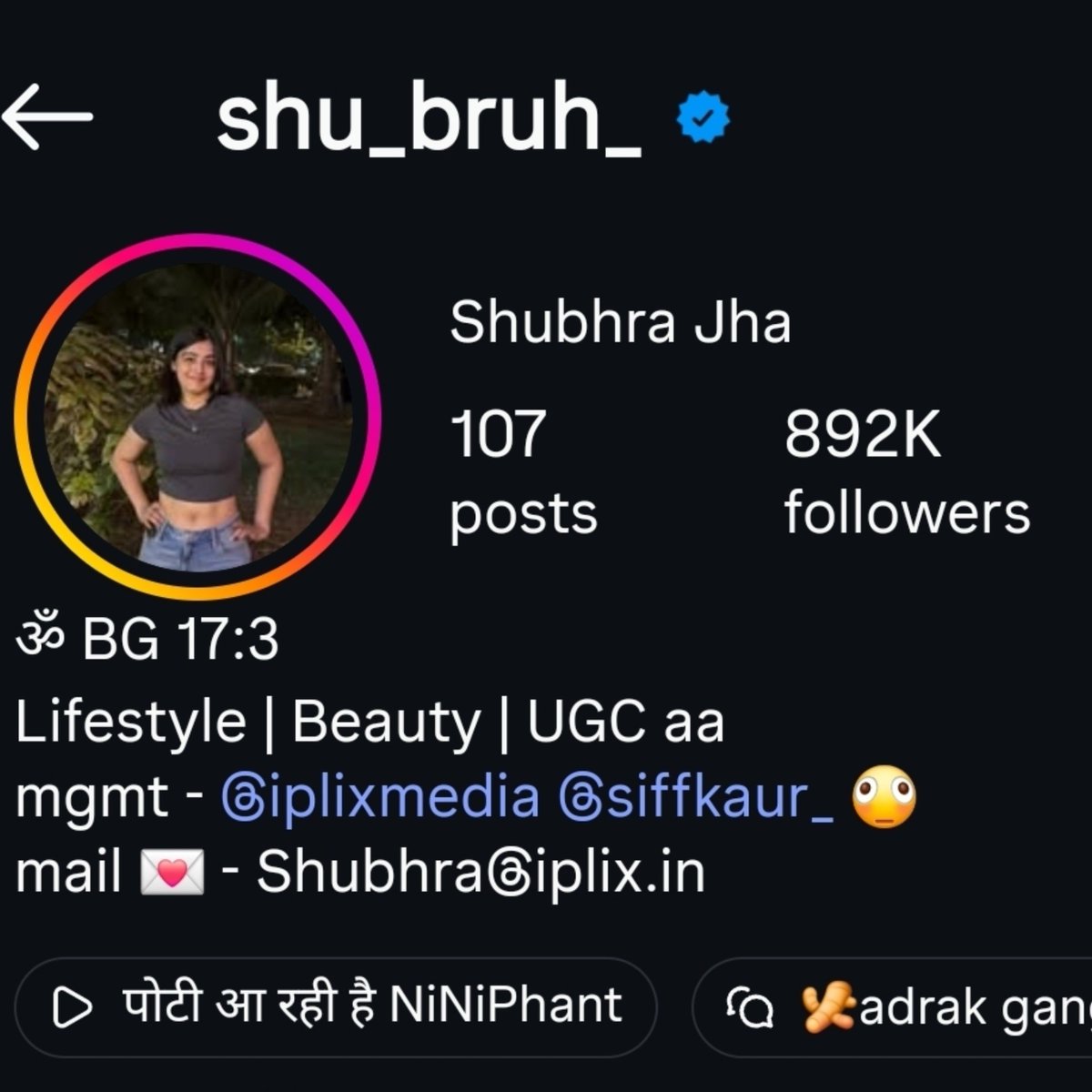 wrendom's tweet photo. India's top female Gen Z influencers who recently followed Modi Ji on Instagram 🧵

1. Shubhra Jha https://t.co/nrk9rh9KQr