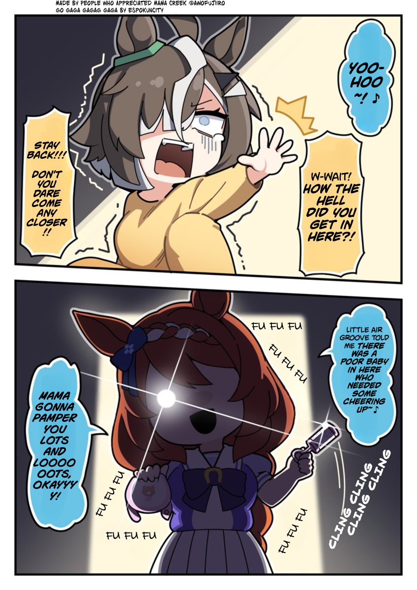 EspokunCity's tweet photo. Rulership in trouble!

Fufufu, now with the approval of Student Council, I will do a go-go gaa-gaa by @awofujiiro 

Please support the original artists!

#UmaTranslations #Umamusume #ウマ娘 #ウマ娘譲 #Rulership #SuperCreek
---
When Air Groove outsourced parenting!? https://t.co/YDCzzNhHJe