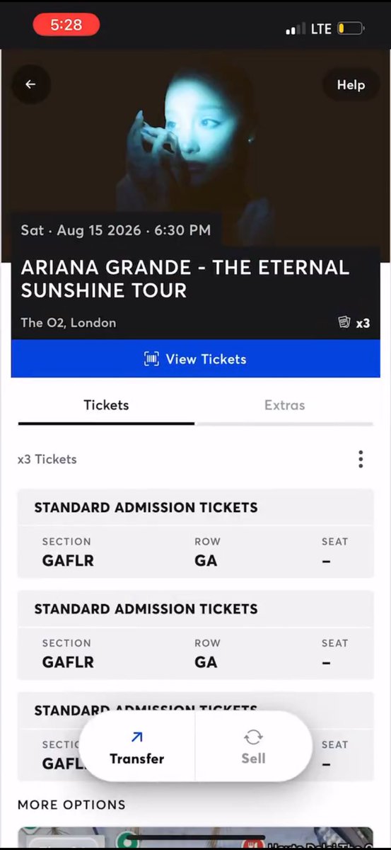 KaylaC45167's tweet photo. WTS 3x Ariana Grande- The eternal sunshine tour Tickets at the O2, London. For Sat, 15th Aug. 

Ticket will be transferred via Ticketmaster
Dm me if you’re interested https://t.co/Jei60SYWgx