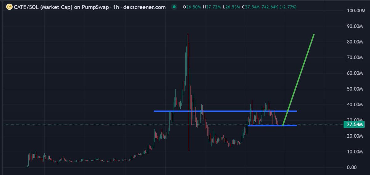MoEthWhale's tweet photo. $CATE had a nice retracement overnight while other memecoins popped off on trend, expect to see rotation back into their Catecoin conviction plays.

Over 72K holders in just 12 days, and with @PoorGoat_ working on some major catalysts, don't forget he'll also be featuring on the next @MarketBubble podcast with @blknoiz06 & @Banks, expect the next leg up to start soon.

The most hated rally ever witnessed in crypto starts soon, bring on cat(e) szn. 🐈

With 100% of the supply now distributed into the community, IMO it's a great time to accumulate your position, it's what I've been doing.

CA: Ai66LHZG9MCzg1WKdawwqduVAXpNDUuV8M3uyq5ppump