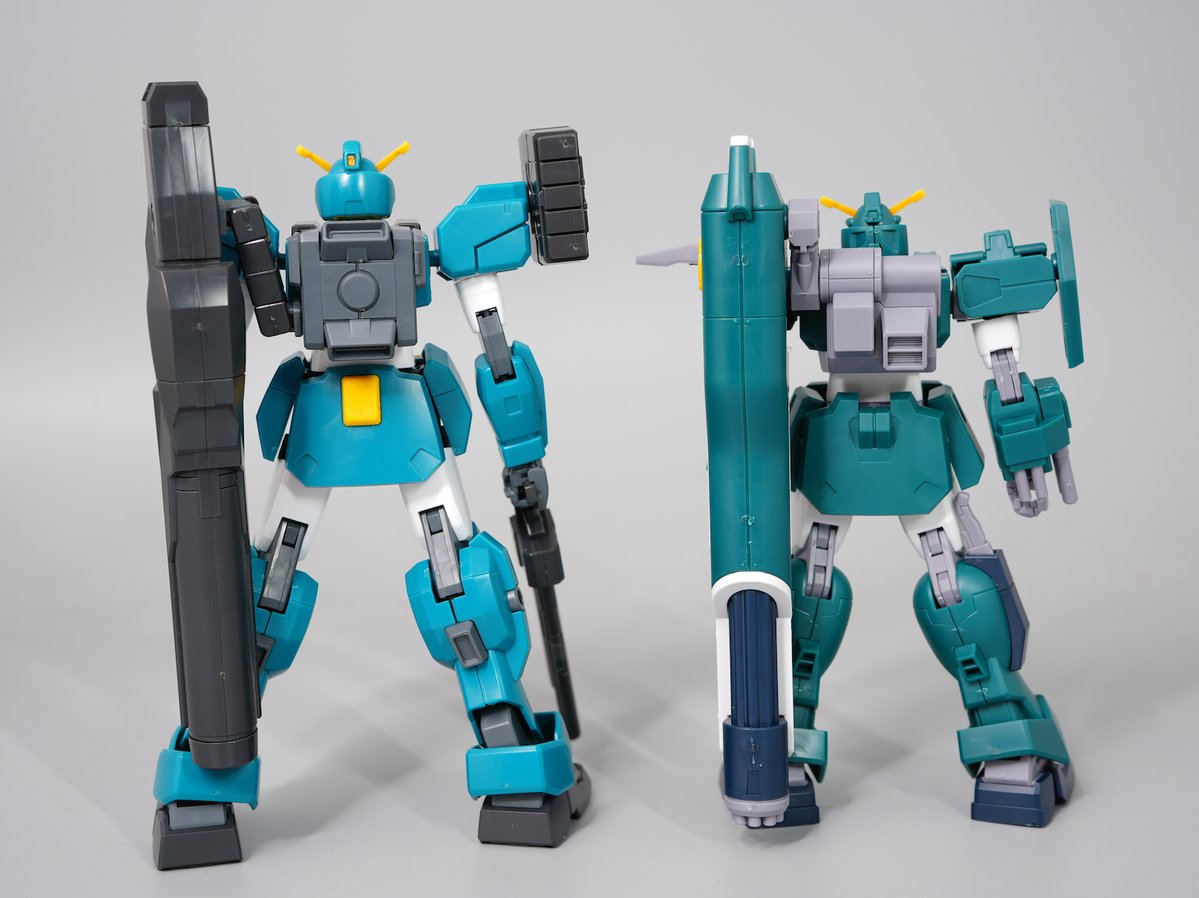 hobbynotoriko2's tweet photo. HGAW　レオパルドとHGBF　レオパルド・ダ・ヴィンチの比較
もちろん共通パーツ無し、成型色も異なります https://t.co/FWWh1Othip