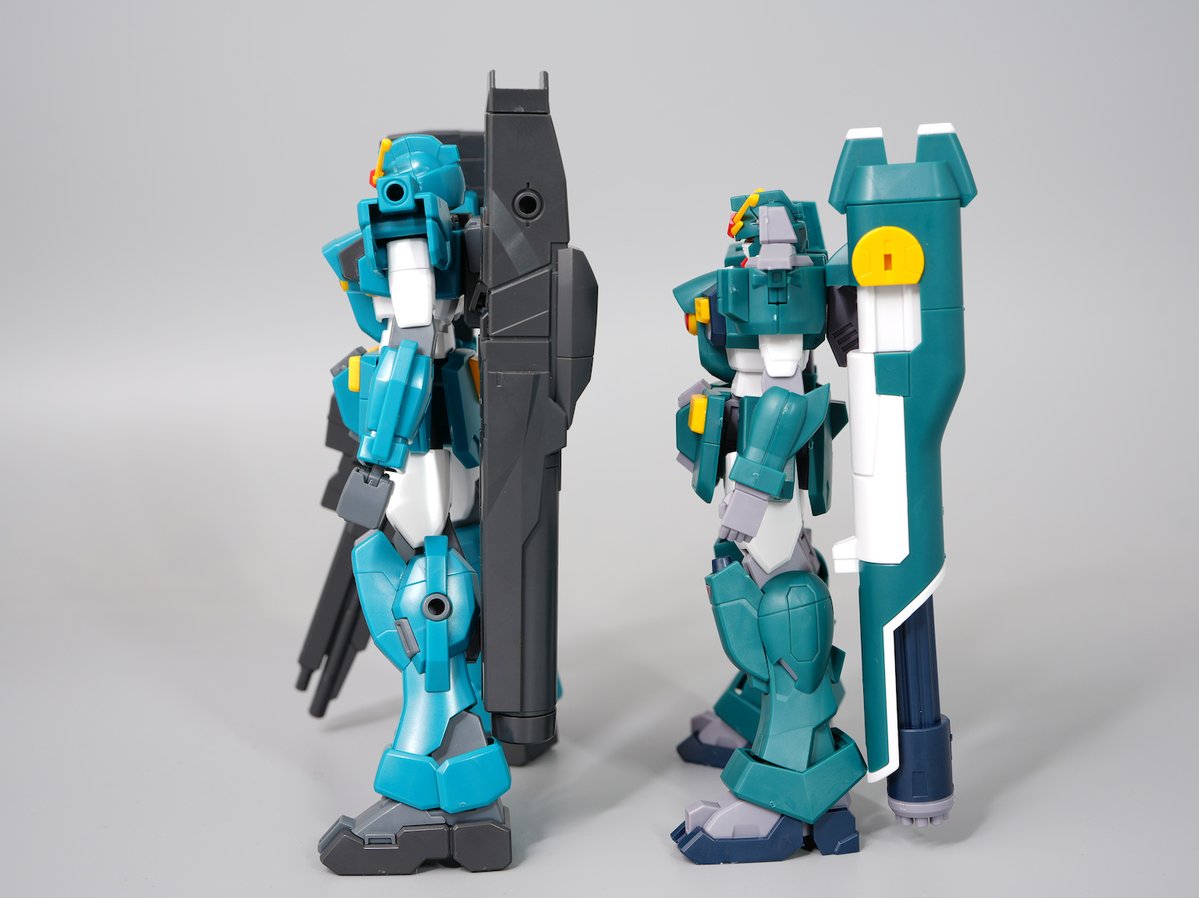 hobbynotoriko2's tweet photo. HGAW　レオパルドとHGBF　レオパルド・ダ・ヴィンチの比較
もちろん共通パーツ無し、成型色も異なります https://t.co/FWWh1Othip