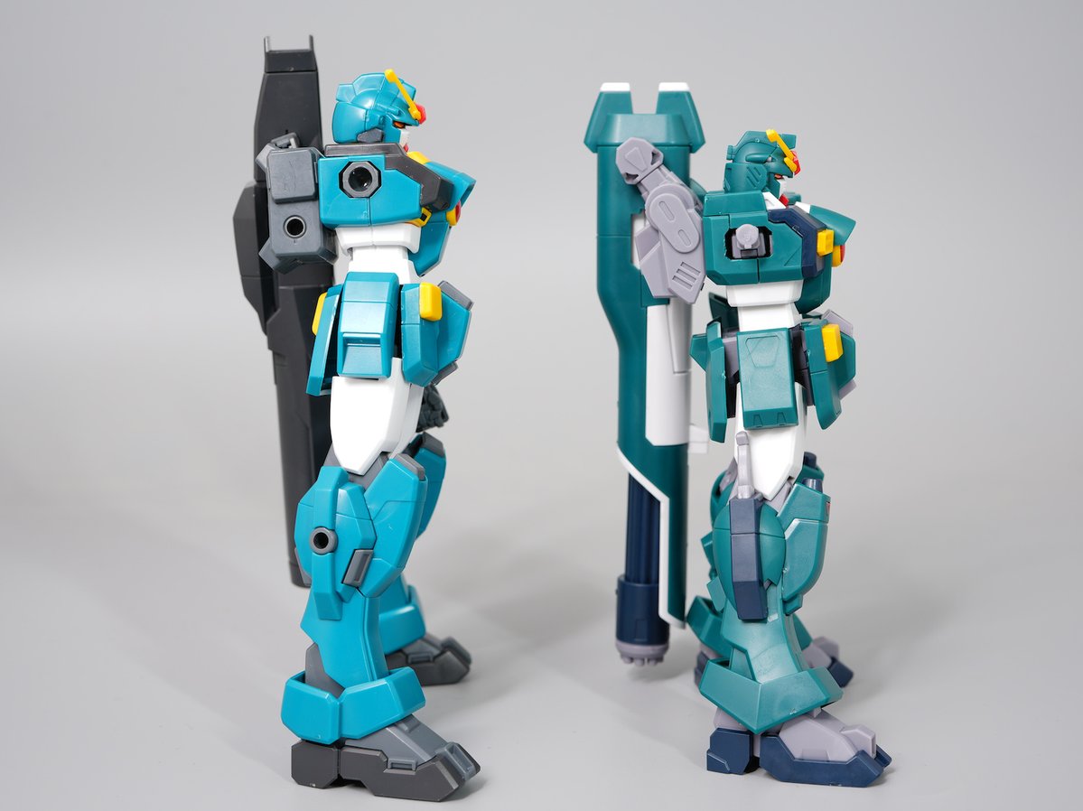 hobbynotoriko2's tweet photo. HGAW　レオパルドとHGBF　レオパルド・ダ・ヴィンチの比較
もちろん共通パーツ無し、成型色も異なります https://t.co/FWWh1Othip