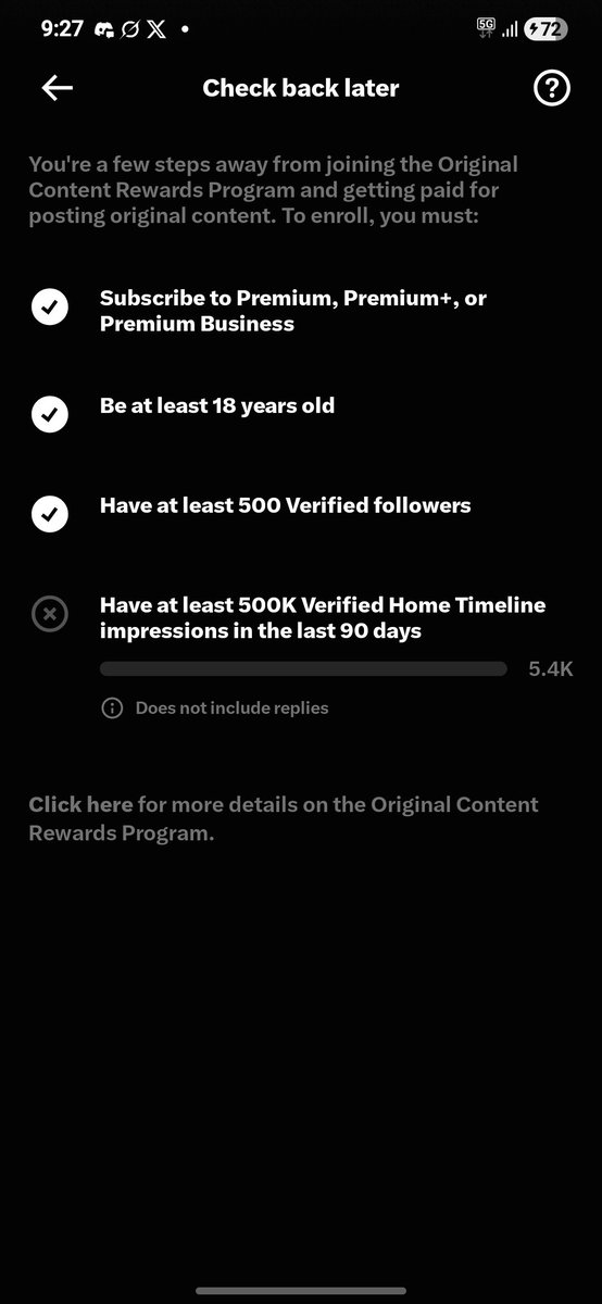 bajuscry's tweet photo. Hey ! GM CT.

 Have you checked the latest update on X's creator reward program system? 

I just looked at my stats, and honestly, reaching 500k verified impressions in 90 days feels like climbing a sheer rock face. 

What are your thoughts on this new grind?
 
#gm #ct #xupdate #creatorreward