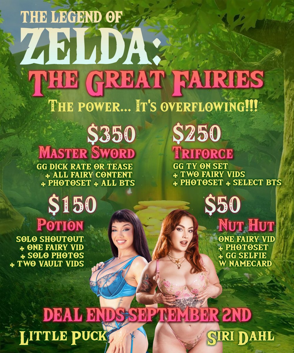 littlepuck's tweet photo. ALL NEW SPONSORSHiP OPPORTUNiTY! 

get exclusive personal content if you support @thesiridahl and I in cosplaying two Great Fairies from Legend of Zelda: Breath of the Wild!

we only need a small amount of rupees... let's make it happen Puck Pack!!! 😍 

Donate ur rupees here to get early access and more: https://t.co/mhjQEBerLC