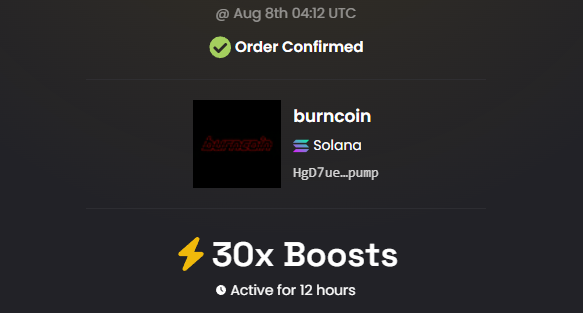 Burncoin_Fun's tweet photo. another 30x boosts added on dex, we now have 60x boosts!

$burncoin https://t.co/VcQTWvcUxA