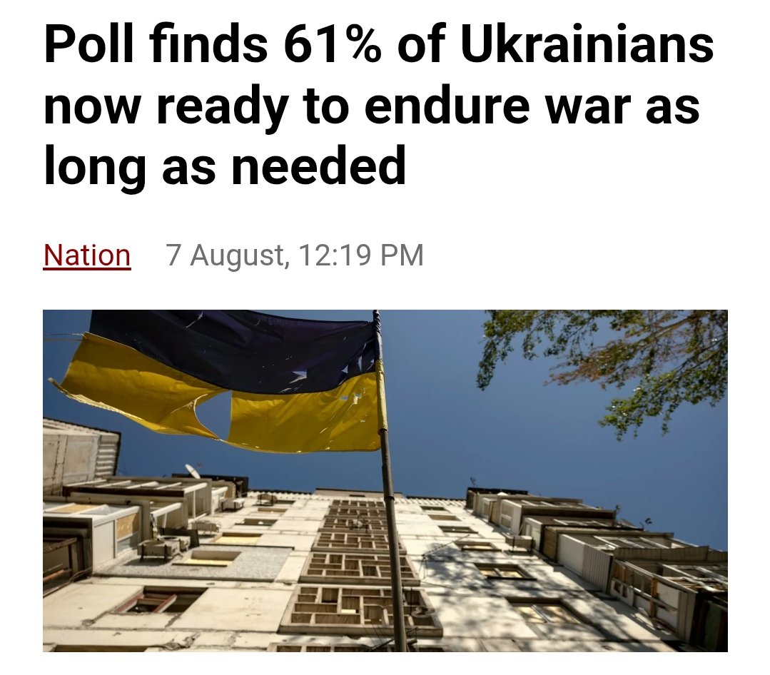 OlgaBazova's tweet photo. According to the poll conducted by Kiev International Institute of Sociology (KIIS) 61% of Ukrainians are willing to endure the war for as long as it takes. 

The other 39% live in Ukraine. https://t.co/agxrxBzyEe