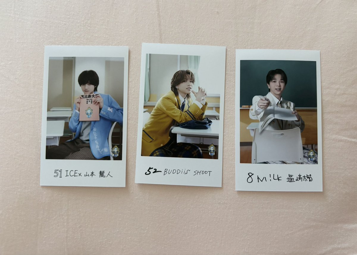 aaasu0_0's tweet photo. EBiDAN THE LIVE 2026 15th Anniversary
エビライ ミニフォト 隣の席セット

【譲】塩﨑太智(前)、SHOOT(左)、山本龍人(右)

【求】佐野勇斗(後ろver以外)>アロハ、竹野世梛

都内手渡し、エビライ8/16手渡し交換希望

お気軽にお声掛けください🙇🏻‍♀️ https://t.co/qcmbn3w16T