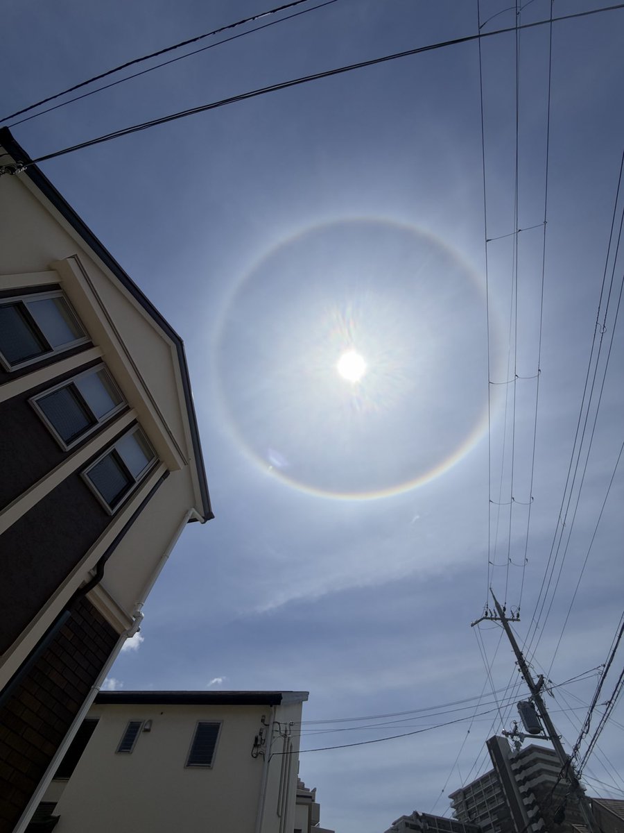 KSC20200409's tweet photo. 太陽の周りに綺麗な虹
思わず写真撮った
しかし暑ずる https://t.co/Nr5OiAE81C