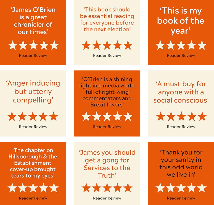 Carlitomoore's tweet photo. So much happening in one picture. 'Exceptional Broadcaster' James 'Mug' O Brian's book, previously #1 in Ideologies at a 90% discount being promoted by Communist Carol. Kudos to @afneil and @GoodwinMJ for making it onto this 'charge sheet' compendium of bad actors. https://t.co/dlgtEevNP8