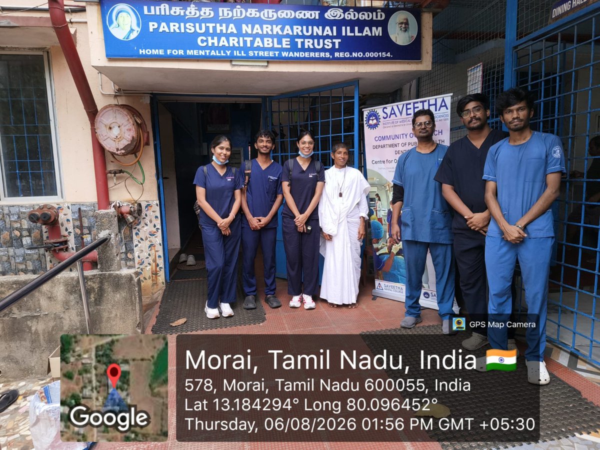 PhdSaveetha's tweet photo. The department of Public Health Dentistry proudly announces that we donated 150 toothpastes and 100 toothbrushes to Parisutha Narkarunai Illam Charitable Trust on 6th August 2026 🎊 https://t.co/rykLvljVES