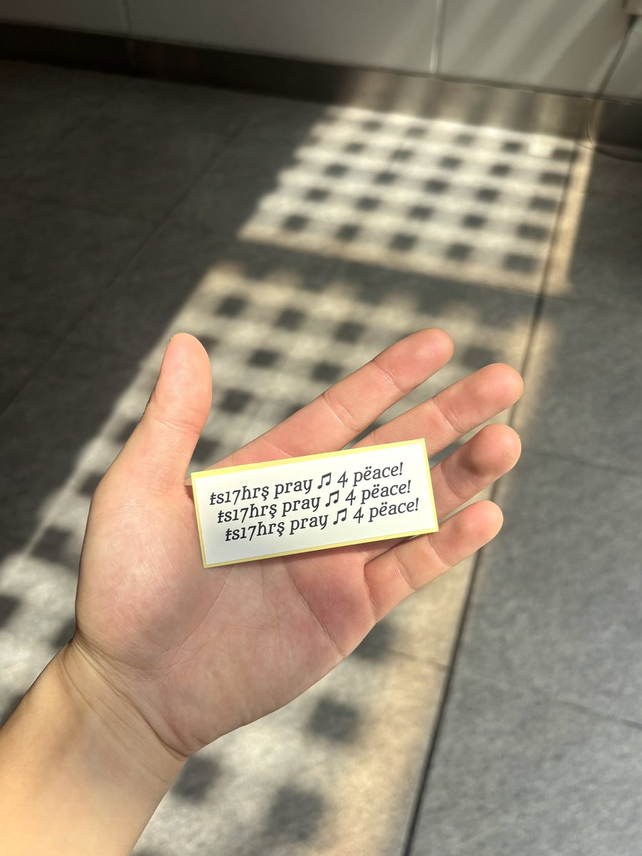 seasons17hours's tweet photo. ＊New Merch＊

"ts17hrs pray (music) 4 peace sticker"

Price : 投げ銭制(¥300以上)

※こちらの商品の売上は原材料費を含め、全て令和8年熊本地震の被災地へ寄付いたします。

本日、KEES FES 2026から販売いたします。 https://t.co/b6liAl4Bkg