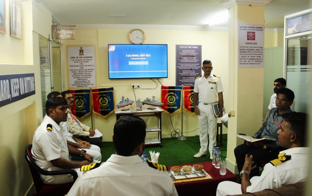 NCCGPHQVSP's tweet photo. 🇮🇳  Where training builds confidence, challenges build character, and opportunity creates leaders. ⚓

At the Annual Inspection of 3(A) Naval Unit NCC, Gp Cdr NCC Group Visakhapatnam, Cmde Sumanta Roy, reinforced a simple vision — make every cadet better prepared, more confident and ready to lead .

Focus on institutional training, .22 Rifle firing, drill and Service Subjects remains paramount, alongside creating wider avenues for meaningful Naval training and adventure.

Celebrating the Unit’s AINSC medal winners , the Gp Cdr applauded their grit and perseverance - reminding every cadet that excellence begins with the courage to compete and the resolve to keep going.

Focus on stronger home for the region’s principal Naval NCC Unit, stronger partnerships and wider opportunities are next few steps in taking Naval NCC in the region to greater heights.

 Train well. Dream bigger. Serve with pride.  🇮🇳 ⚓

#NCC #NavalNCC #AINSC #UnityAndDiscipline #DutyHonourCourage #NationFirst