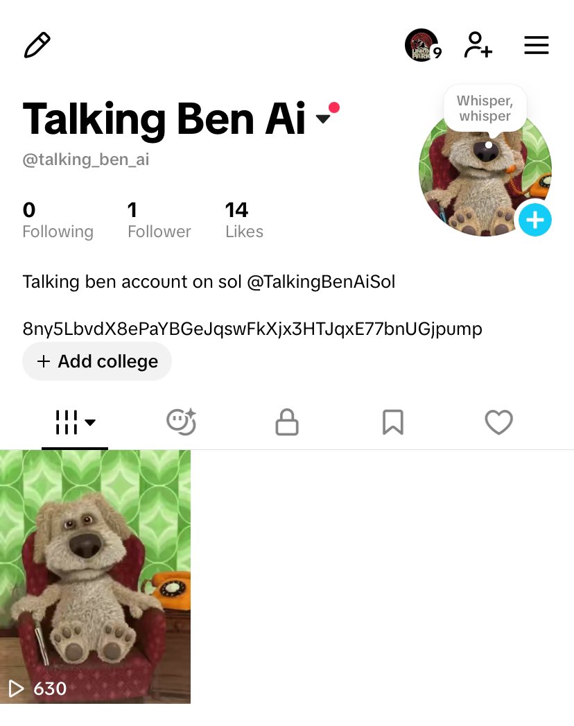 TalkingBenAiSol's tweet photo. Our TikTok is gaining some traction on our first video https://t.co/W9xZp9KrFC