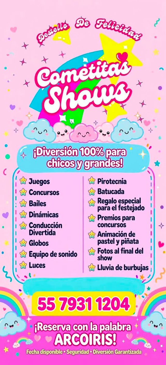 SandMeneses's tweet photo. Cometitas Show propone fiestas muy divertidas, garantizado 🥳.
#fiesta #infantil #cumpleaños #babyshower https://t.co/EkrVsTpCWd