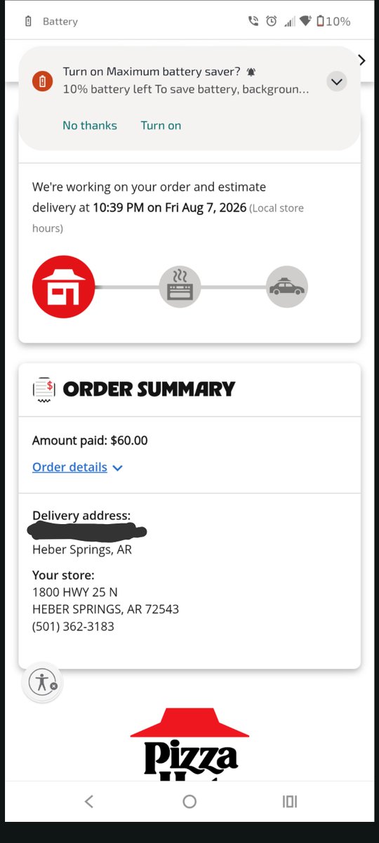 Tinker_Bell_Aja's tweet photo. @pizzahut absolutely unacceptable to confirm the order give delivery time and then never show up. I was trying to feed a single mom with kids. This charge better be gone by tomorrow https://t.co/zsDD1t8C87