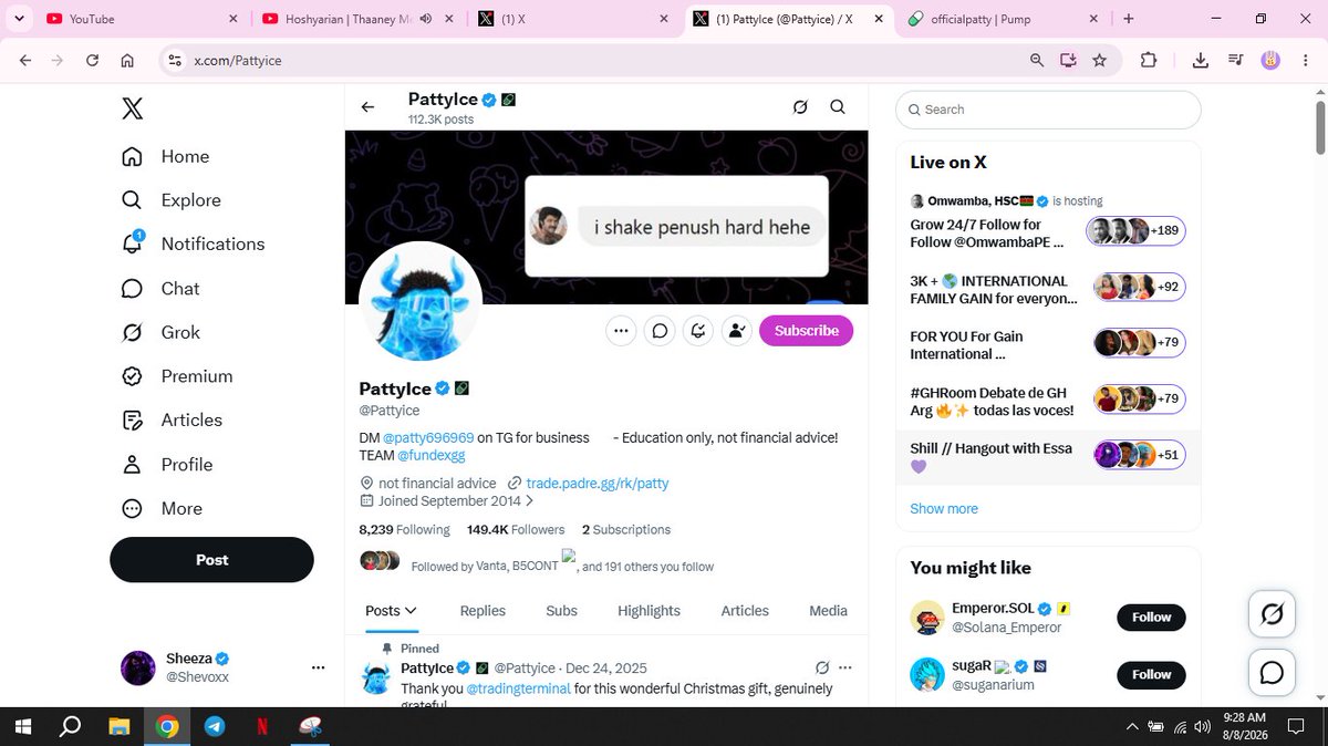Shevoxx's tweet photo. @Pattyice It would genuinely mean a lot to me, and I'm really hoping luck is finally on my side.  
Thankyou so much @Pattyice   brother

7BT2MLvEEenfoPw1W8P6v1fA7VTEc3DzZgoURygFSVB8 https://t.co/26Zn66xWq1