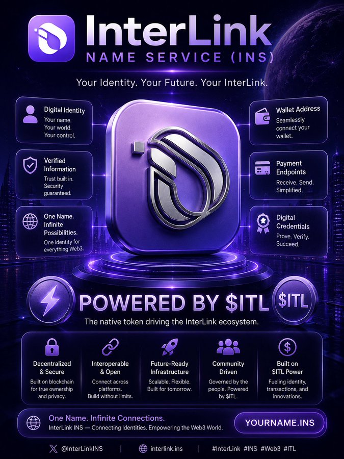MohanRa63039931's tweet photo. INS goes beyond readable wallet names. It connects wallets, payments, verified business data, digital credentials, and much more—all through one decentralized identity.💪📷#InterLink #ITLG #ITL https://t.co/45Xz9tdHx1