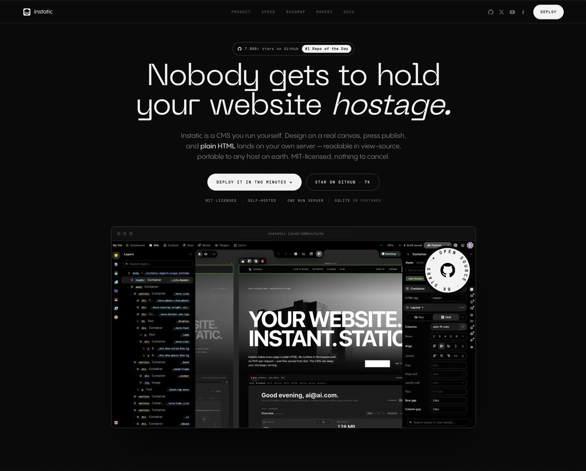 omarelabd's tweet photo. Rooting for design tools and builders like @instatic_cms making platform lock-in a thing of the past. https://t.co/t9liwO43Yn