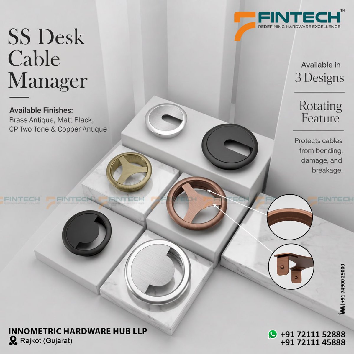 ibais_hardware's tweet photo. INNOMETRIC HARDWARE HUB LLP | Rajkot π’
SS DESK CABLE MANAGER
Mr. Jaysukh Patoriya - +91 72111 52888
Mr. Savan Vekariya - +91 72111 45888
WhatsApp: https://t.co/h87zhtpRnO
.
#Fintec #Innometric #DeskCableManager #CableManager #CableGrommet #HardwareFittings #Architectural https://t.co/plMhOHoCWk