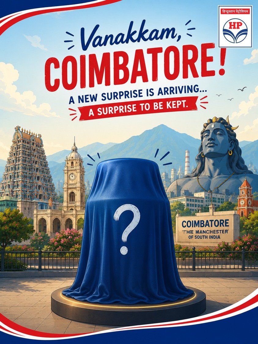HPGasSolapur's tweet photo. Vanakkam, Coimbatore! 👋

Something new.
Something premium.
Something you've never seen before.

A special surprise is on its way to the City of Textiles.

Stay tuned... the wait is almost over.

✨ A New Surprise is Arriving. @HPCL @HPGAS_HQO https://t.co/3IUxWP6Qrd