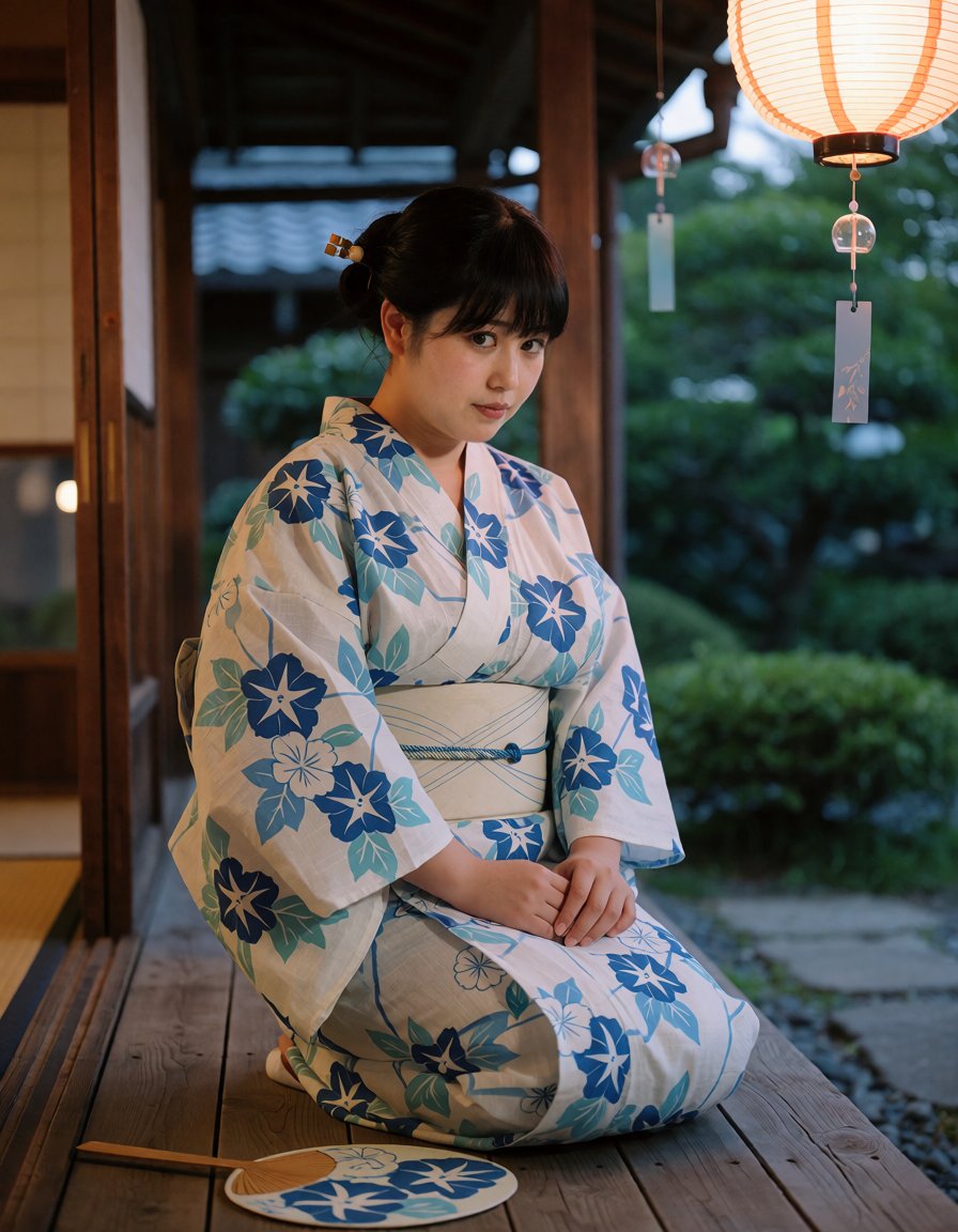 muchirakuen's tweet photo. あんず観察記録 vol.2「夏のあんず、どれが好き？」①縁側の浴衣 ②ベランダの水やり ③在宅ワーク中 ④ジムで奮闘。研究家は②推しです。 #むちむち #ふくよか #AIグラビア https://t.co/whUCckzEET