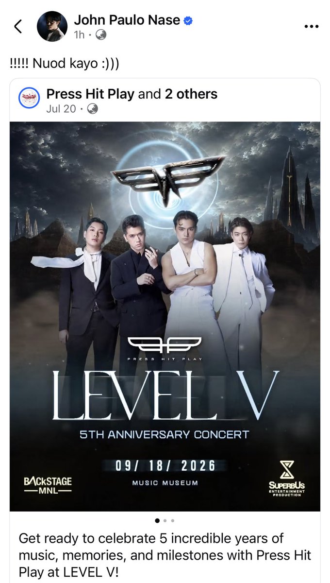 esbi_nineten's tweet photo. HI A’TIN, MAY CONCERT PO ANG @PressHitPlay ON SEPTEMBER 18, 2026.

NUOD PO TAYO KUNG MAY EXTRA MONEY AND TIME PO🙌🙌

For tickets: https://t.co/uEYjjRd5Hb https://t.co/YcT6FvgVCn