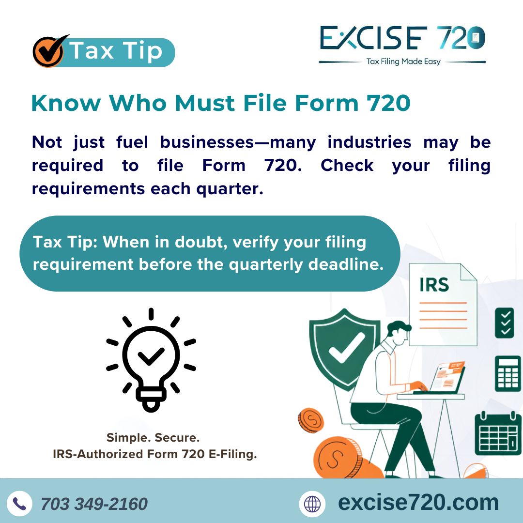 excise720's tweet photo. Is your business required to file Form 720? 🤔
🌐 https://t.co/R43GHwso9E

#excise720 #form720 #excisetax #federalexcisetax #taxtip #businessowners #quarterlyfiling #irsfiling #taxcompliance #onlinefiling #securefiling #efile https://t.co/jzYOjrXWro
