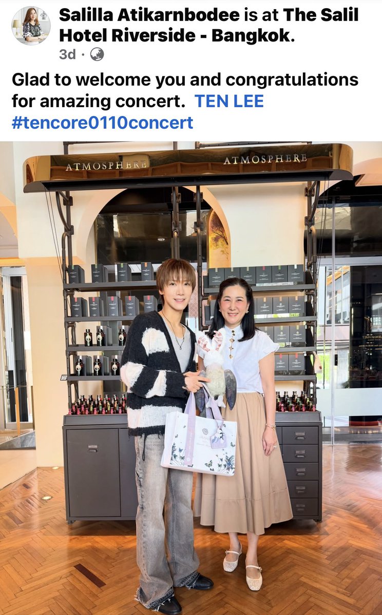 olalacool's tweet photo. พึ่งเห็น พิเตนล์แชะๆรูปกับคุณผู้บริหาร The Salil Hotel Riverside ด้วย📸💜#TENCORE0110iscalling #TENCORE0110Concert #10YearsWithTEN #TEN 

.. https://t.co/T6yzUqBHiV https://t.co/QxB3rAvPwA