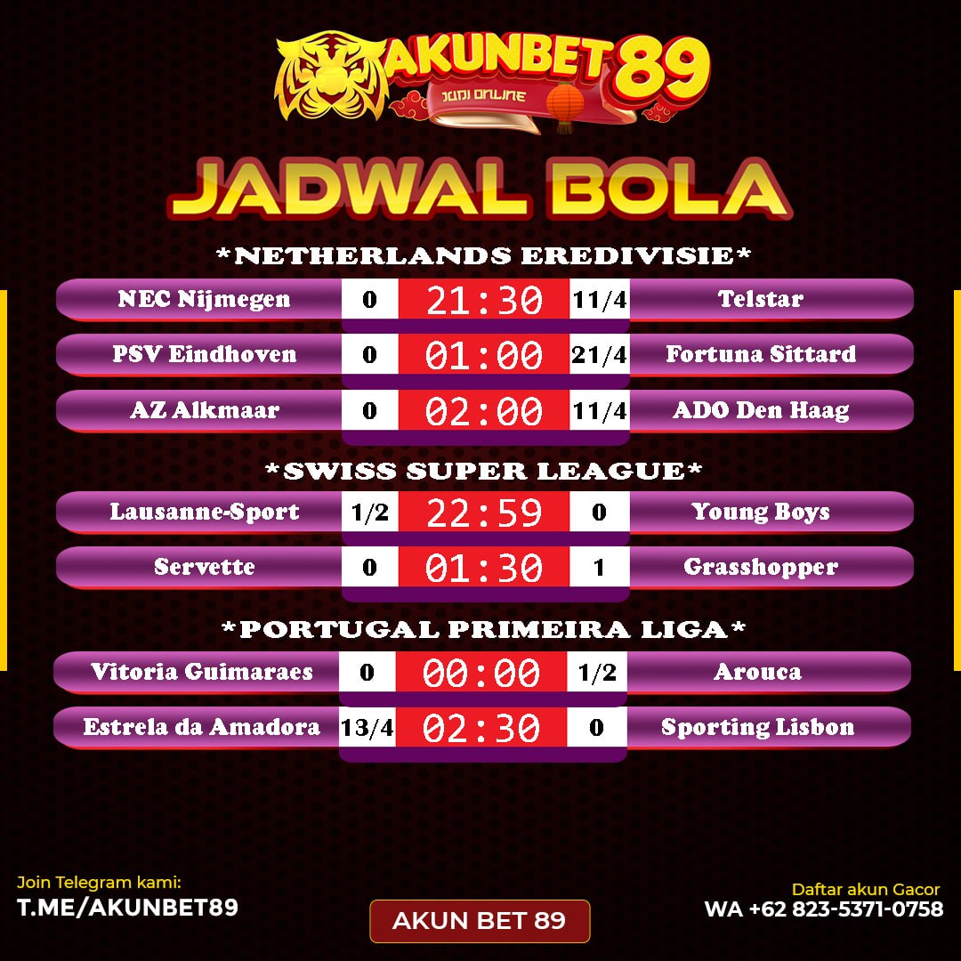 AkunBet89's tweet photo. Jadwal Bola telah di rilis hari ini tgl 08/08/2026!!!
#JadwalBola #LiveMatch #InfoBola #PecintaBola #BolaHariIni #Laliga #TrendingNow #Viral #FYP #Footballfans #MatchDay #Soccer #AKUNBET89 #ibcsport #Sbobet #Saba #sbo568 #Goal #UEFA #sepakbola #PrediksiSkor #odds #englishleague https://t.co/kXhldM60HV