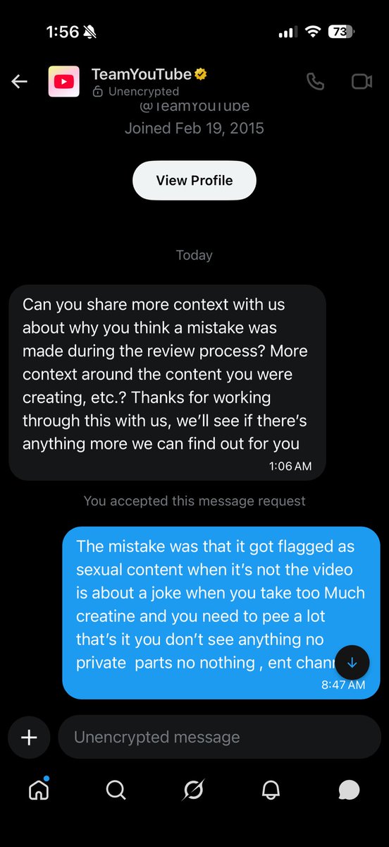 RealSelectHenry's tweet photo. @TeamYouTube this is ridiculous how long does it take to get some support here, you asked me to check dms I dm back and I’m still waiting while my video is still taken down and my channel with a false warning, and you stop
Pushing out my shorts.? https://t.co/nzzJoOqslk