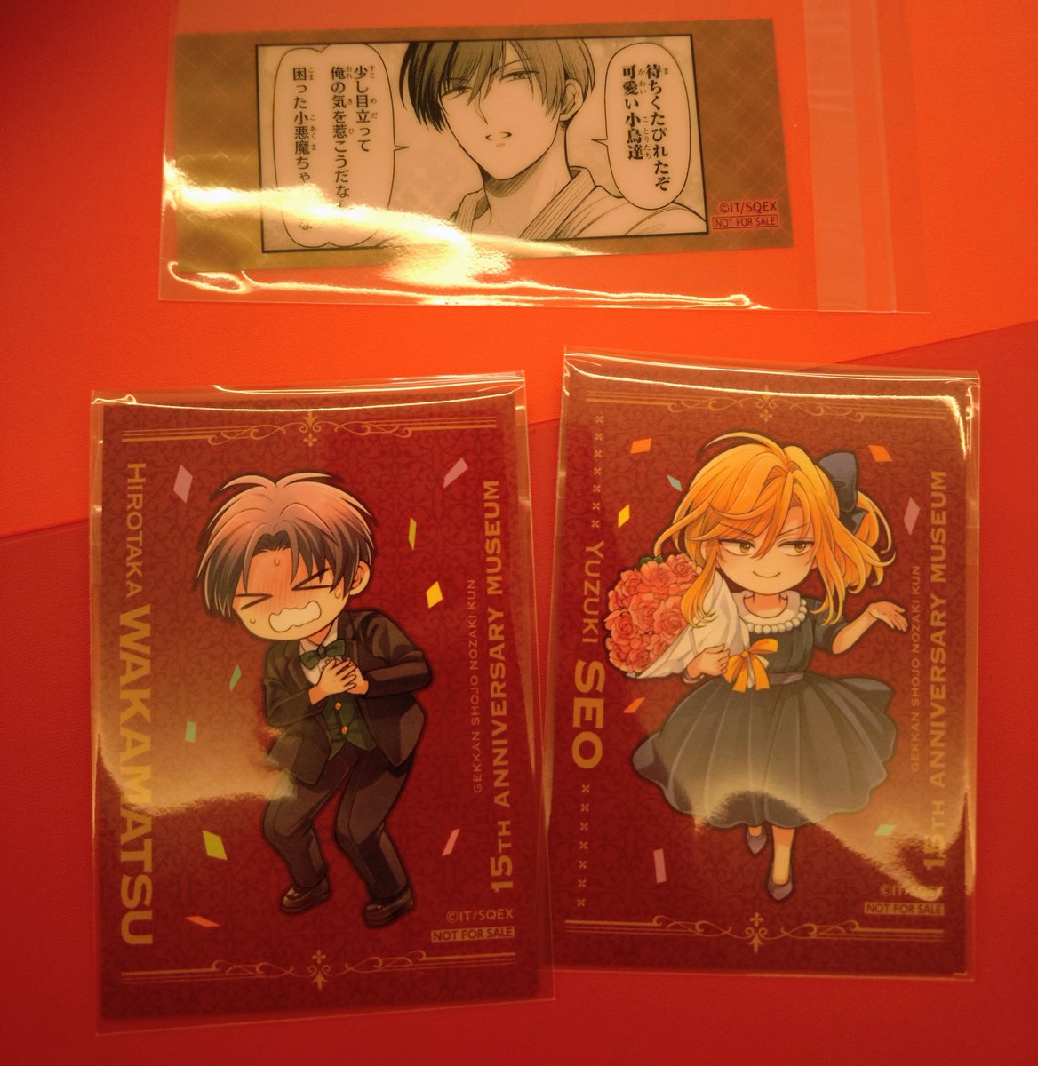kagagari's tweet photo. 【交換】月刊少女野崎くん 15周年記念ミュージアム 特典 キャラクターカード しおり

キャラカード
譲：若松、結月
求：御子柴

しおり
譲：真由
求：御子柴

只今現地(〜14:30頃まで)おります。ご交換いただける方いらっしゃいましたら、よろしくお願いいたします。 https://t.co/DDiXaOkR1D