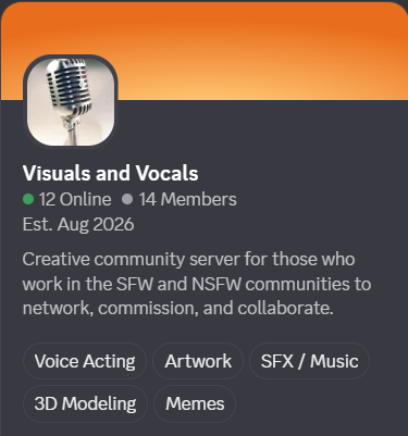 LunarLegacyVA's tweet photo. I've created a new Discord server to be a sort of "hub" for content creators in the sfw and nsfw communities!
It's small now, but quickly growing!

The Twitter Algorithm can be cruel to NSFW content creators. Let's band together and help each other be seen! Whether you're here to commission, collaborate, or just meet some like-minded people, this is a safe space to do so!

It's invite-only, so if you're a visual or sound artist, modeler, editor, VA, etc. and would like to apply to join, send me a DM!

[All applicants must be 18 or older to join]