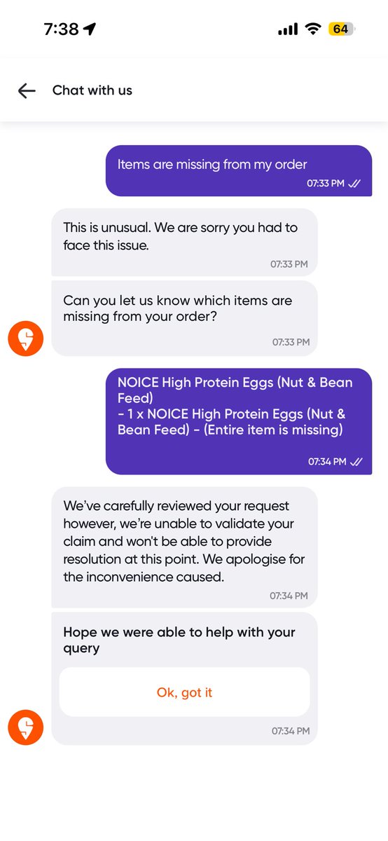 AlishaBerry_'s tweet photo. Absolutely abhorrent people @Swiggy @SwiggyCares - a bunch of self serving twats &amp; thieves. My entire order of EGGS (THREE BOXES, MIND YOU) is missing &amp; yet, this is what they call “customer service.” 🤣 Someone teach them the meaning of the word “help”
Order ID: #245078805121420 https://t.co/k73IgbV63o