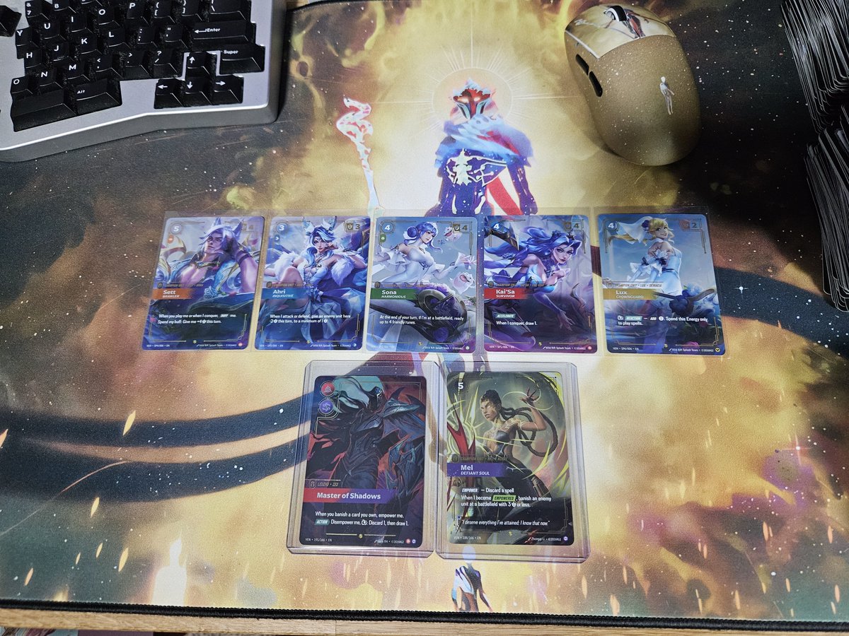 TICserprite's tweet photo. Finished ripping all 8 boxes and a vault on stream, here are my hits:
Overnumbered Zed Legend
Overnumbered Mel Unit
5/6 Crystal Rose Alt Arts
8 Alt Arts
11 Alt Runes
20 Signature Spells
31 Epics https://t.co/iqP4LmeEtp