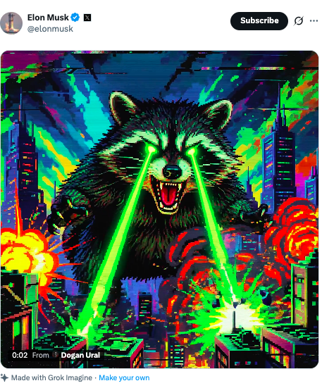 FrogWIF's tweet photo. What ?! Elon likes the raccoon ! 

beta player Jimothy = JIMOTHYMUSK . no bundler, no insider, just organic racoon

ca : 6y6Nz7qPa72APygU1AMtyB1gKwa4DtJspnLYaov8pump https://t.co/hQHjhu87jU