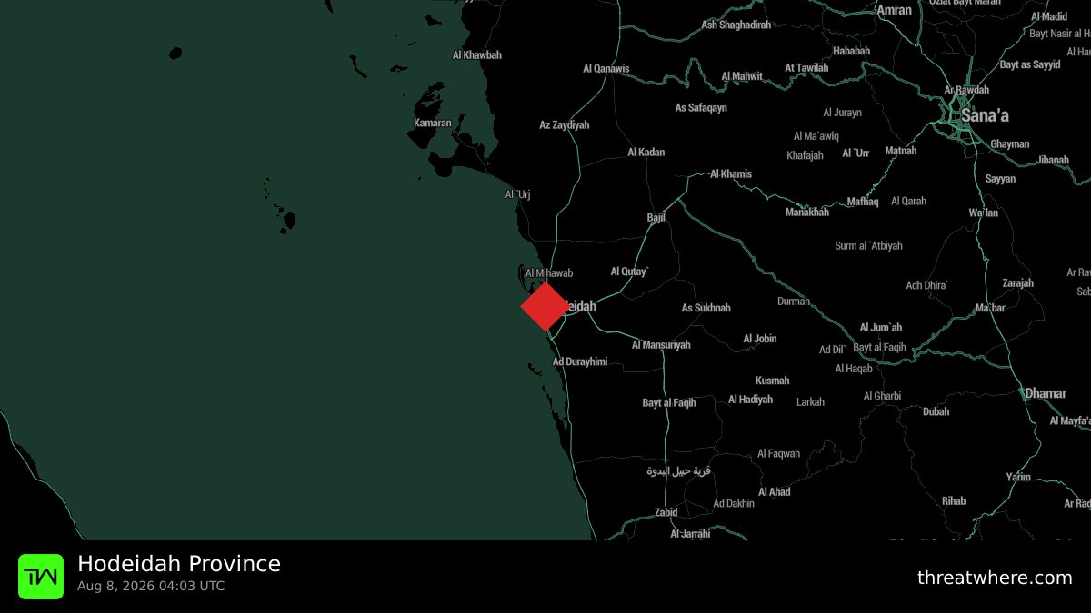 threatwhere's tweet photo. ⚔️ HODEIDAH, YEMEN: Ansarullah released video message 'Escalation for Escalation' on August 8, warning of reciprocal military action against Saudi Arabia following recent airstrikes on Hodeidah Province and Kamaran Island.
#Hodeidah #Yemen #ArmedConflict #ThreatIntel #Threatwhere
🌐 https://t.co/42OKjpkJVM