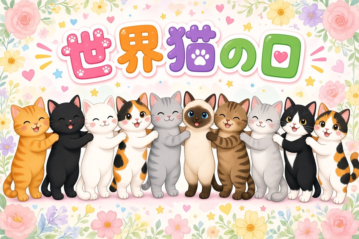 【ハチワレニャンコページ】 AI猫 #ハチワレ 今日はにゃんこ達の日だにゃ〜😆🎶🐈️🐈‍⬛𓃠