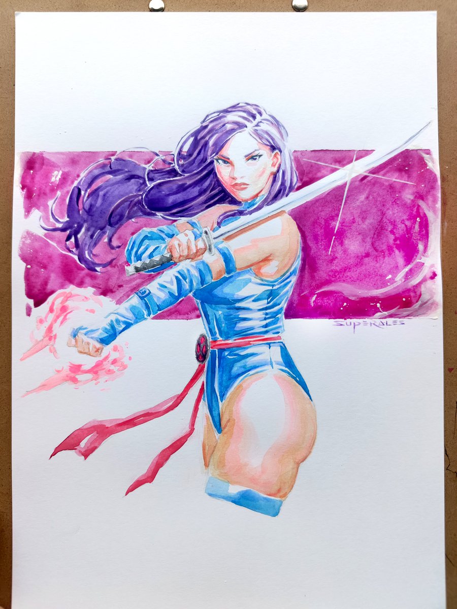marksuperales1's tweet photo. Psylocke done in watercolors. Haven't done watercolors in over a year. I'm excited to do more art with this medium. 
#marvel #comics #psylocke #xmen #fanart #traditionalart #comicbook https://t.co/XtAedYZyYz
