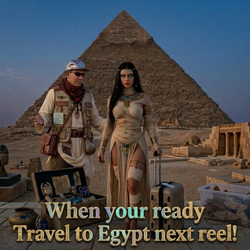 Orionbyhco's tweet photo. When you’re ready…
Travel to Egypt next reel! ✈️🏺
Packing light, bringing the vibes, and maybe a few ancient secrets. Who’s coming with me?
#Egypt #TravelToEgypt #Pyramids #Giza #AncientEgypt #TravelReels #AdventureAwaits #NextReel #ExploreEgypt #MummyVibes #Wanderlust #BucketList