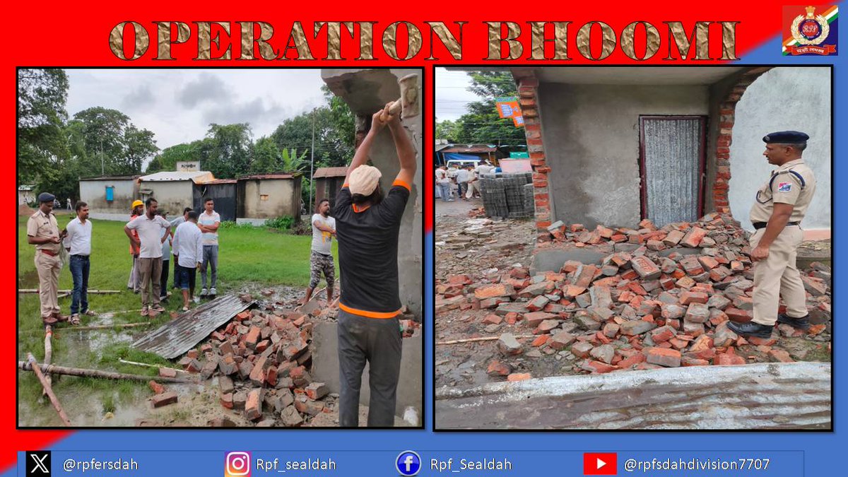 rpfersdah's tweet photo. On 07.08.2026, RPF officials evicted  01 unauthorized  s hard structures at Subash more Kanchrapara measuring approx 5 X 06 sqft= 30 Sq ft.  &amp; handed over the vacated land to  concerned railway department.   #OparationBhoomi
@RPF_INDIA 
@ErRpf 
@rpfersdah https://t.co/YNQeUmdGD2
