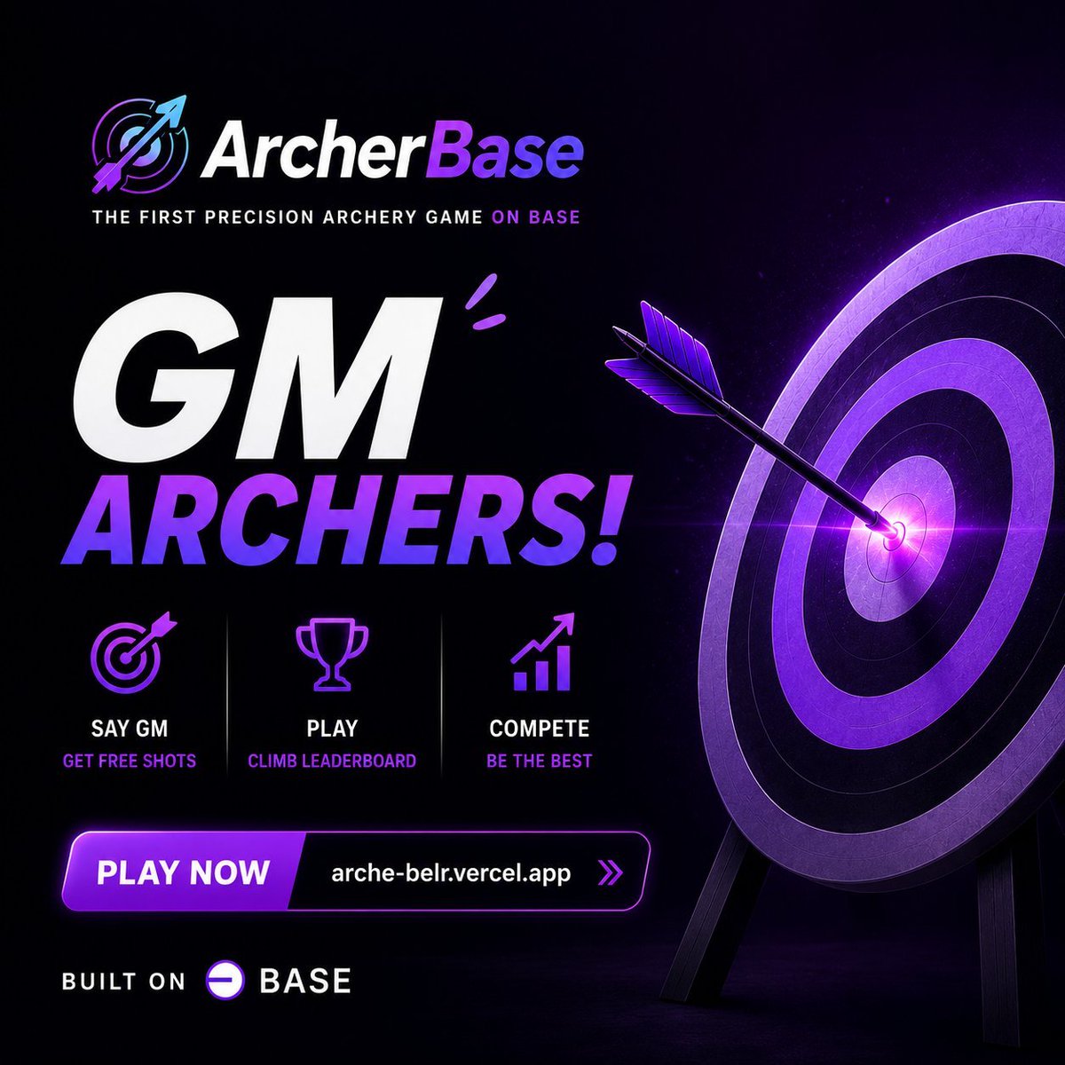 WaveLord141's tweet photo. GM, Archers

While some people are still watching, others are already climbing.

Every GM. Every shot. Every point.

It may look small today, but those small points can become a serious lead as more players enter Season 1.

The scary part? The leaderboard gets harder to catch every day.

If you're still early, take advantage of it.

🎯 Claim your GM
🏹 Take your shots
📈 Complete your tasks
👥 Bring your friends

One day, the players joining now will be the ones everyone wishes they had started with.

Don't wait for the crowd. Build your lead before they arrive.

Aim. Shoot. Earn. 
@Archerbase_