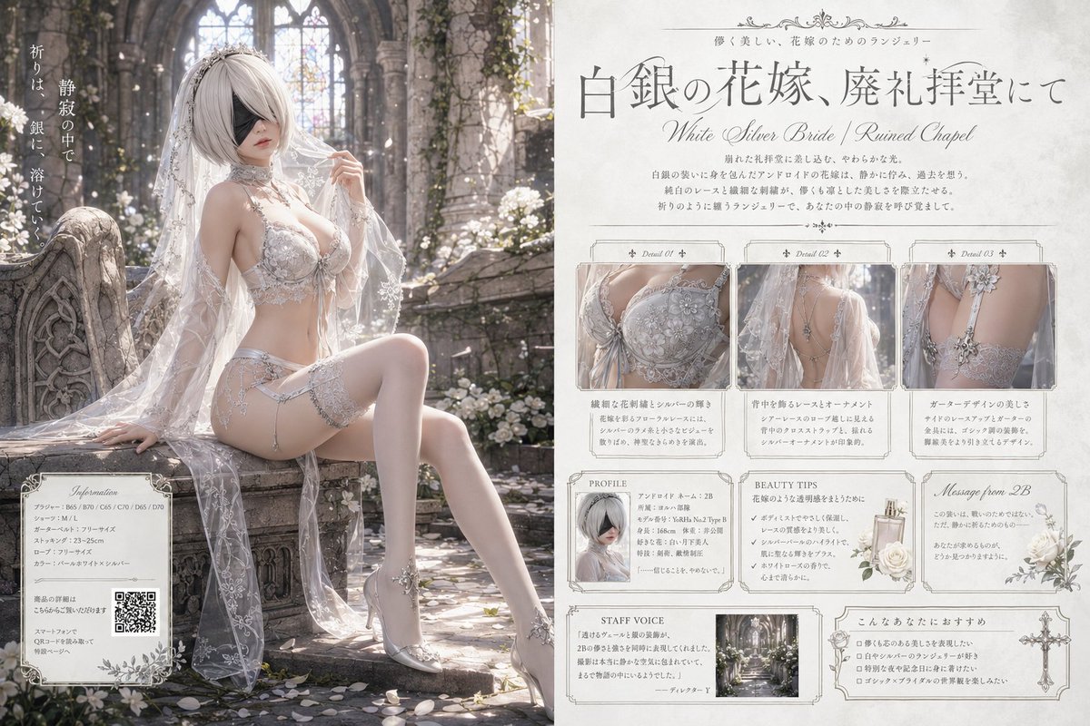 seven573_2's tweet photo. #2B #NieRAutomata #ニーアオートマタ #ブライダルランジェリー #ランジェリー #ランジェリーコーデ #ホワイトランジェリー #コスプレ #AIイラスト #AIart https://t.co/uHql0O0xB3