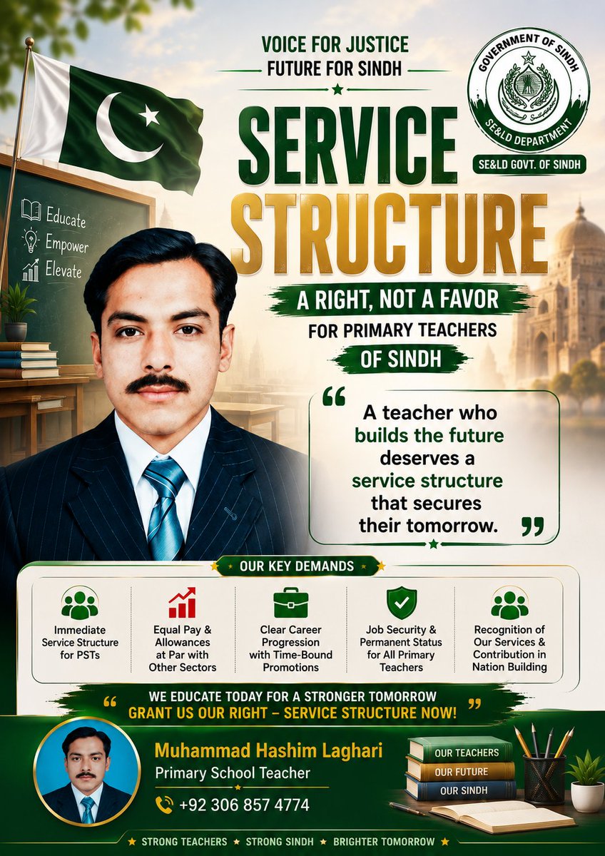 Lighari_Hashim's tweet photo. Primary teachers, who lay the foundation of education and serve as the backbone of society, are still deprived of a proper service structure… 😢
@CMSindh
@sardarshah1 https://t.co/kaw1ttSMQG