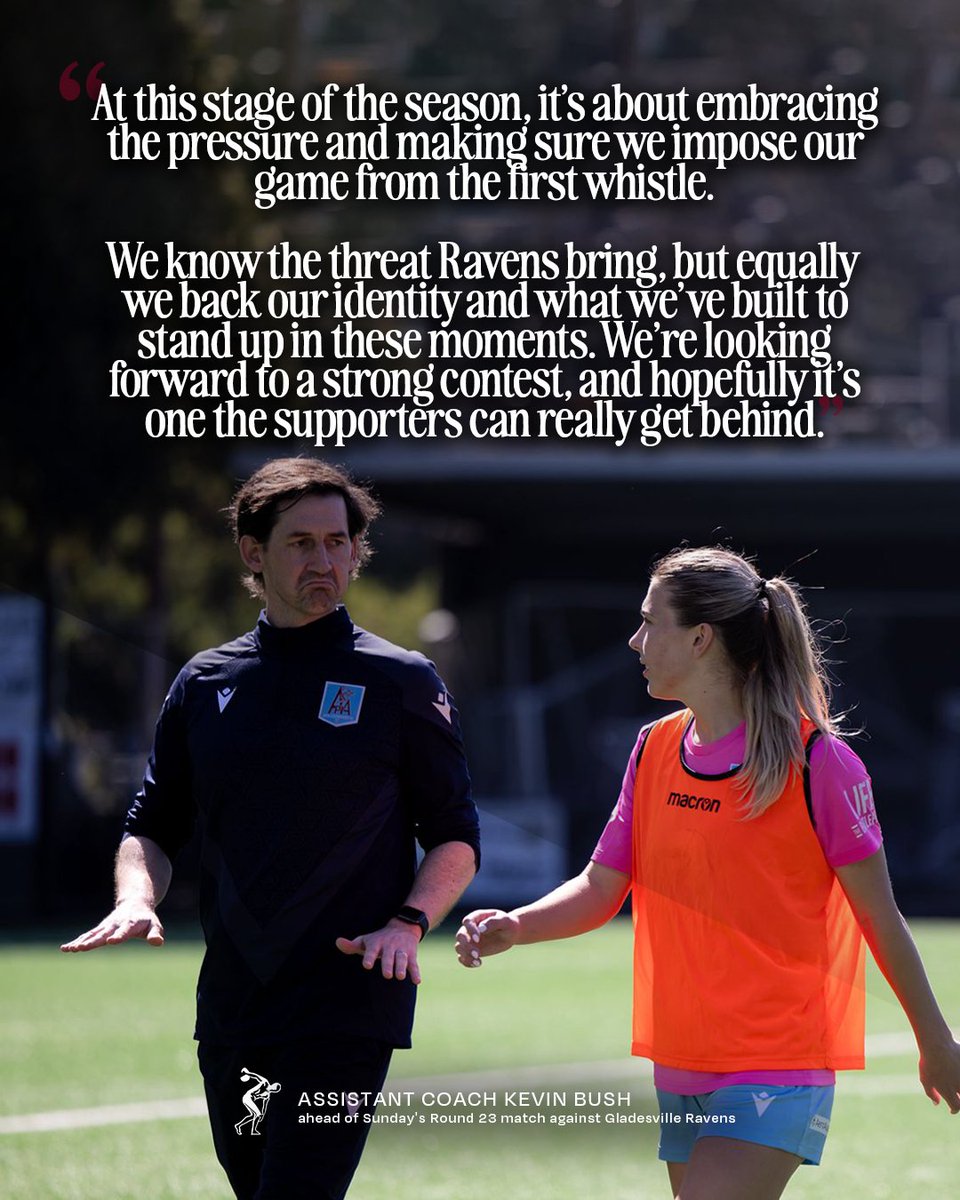 apialeichhardt's tweet photo. First Grade Women's Assistant Coach Kevin Bush gives a thorough update on the feeling inside our girls' squad, in preparation for the visit of Ravens and a huge end to the NPLW regular season thereafter.
See you at Lambert for 4:50 tomorrow!
#APLvGLR #NPLWNSW #ForzaAPIA ๐๐ฉต https://t.co/0uGNaIIihU